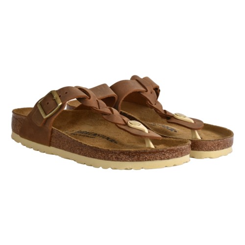 INFRADITO GIZEH BRAIDED OILED LEATHER BIRKENSTOCK 1021355 COGNAC