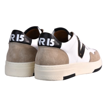 SNEAKERS CON V PELLE VIA ROMA 15 4350 BIANCO/FANGO