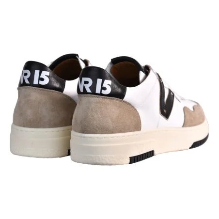SNEAKERS CON V PELLE VIA ROMA 15 4350 BIANCO/FANGO
