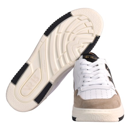 SNEAKERS CON V PELLE VIA ROMA 15 4350 BIANCO/FANGO