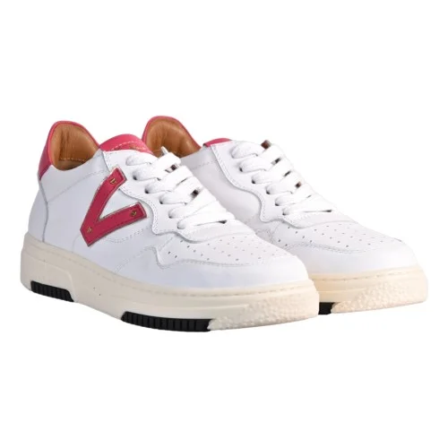 SNEAKERS CON V PELLE VIA ROMA 15 4350 BIANCO/ROSSO