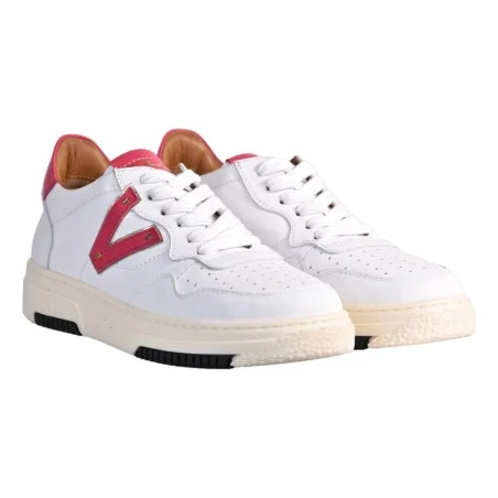 SNEAKERS CON V PELLE VIA ROMA 15 4350 BIANCO/ROSSO