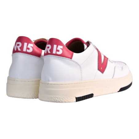 SNEAKERS CON V PELLE VIA ROMA 15 4350 BIANCO/ROSSO