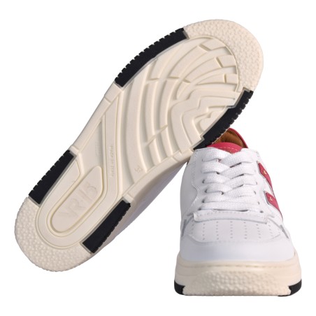 SNEAKERS CON V PELLE VIA ROMA 15 4350 BIANCO/ROSSO