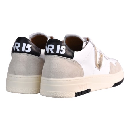 SNEAKERS CON V PELLE VIA ROMA 15 4350 BIANCO/SABBIA