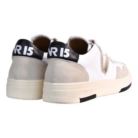 SNEAKERS CON V PELLE VIA ROMA 15 4350 BIANCO/SABBIA