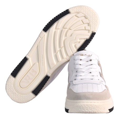 SNEAKERS CON V PELLE VIA ROMA 15 4350 BIANCO/SABBIA