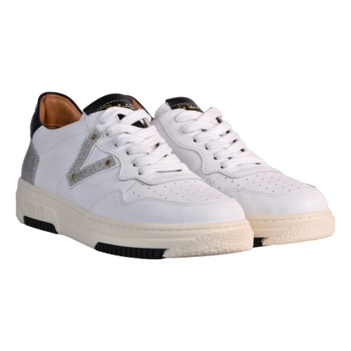 SNEAKERS CON V PELLE VIA ROMA 15 4350 BIANCO/SILVER