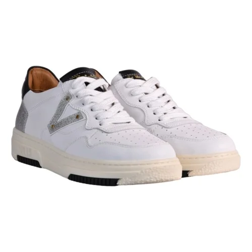 SNEAKERS CON V PELLE VIA ROMA 15 4350 BIANCO/SILVER