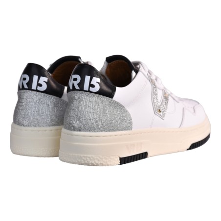 SNEAKERS CON V PELLE VIA ROMA 15 4350 BIANCO/SILVER