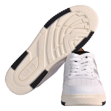 SNEAKERS CON V PELLE VIA ROMA 15 4350 BIANCO/SILVER