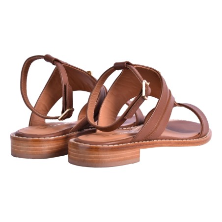 SANDALO ROMBO CON ACCESSORIO ORO VIA ROMA 15 4371 CUOIO