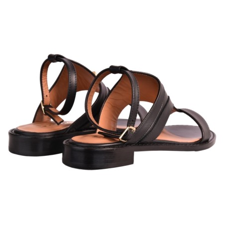 SANDALO ROMBO CON ACCESSORIO ORO VIA ROMA 15 4371 NERO