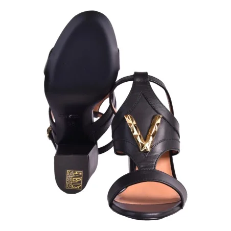 SANDALO CON ACCESSORIO ORO VIA ROMA 15 4400 NERO