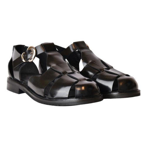 SANDALO MOCASSINO PELLE SPAZZOLATA POEVE JPG50NEW NERO