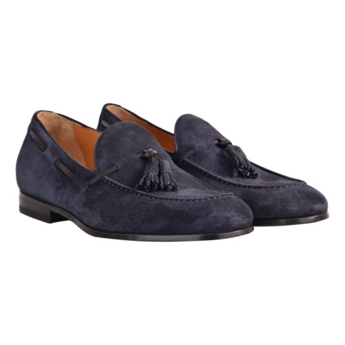 MOCASSINO CAMOSCIO CON NAPPINE ROSSI 266 BLU