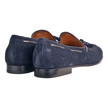 MOCASSINO CAMOSCIO CON NAPPINE ROSSI 266 BLU