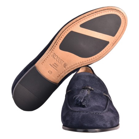 MOCASSINO CAMOSCIO CON NAPPINE ROSSI 266 BLU