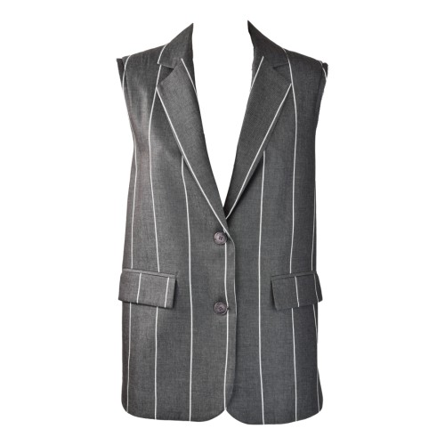 GILET COLLO REVERS GESSATO SO ALLURE D3047B BLACK