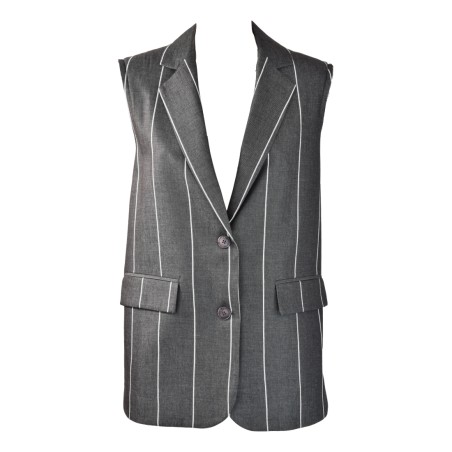 GILET COLLO REVERS GESSATO SO ALLURE D3047B BLACK