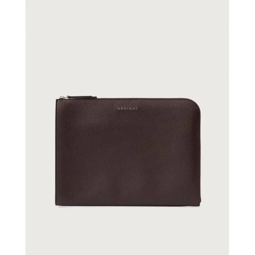 POCHETTE SLIM MICRON IN PELLE ORCIANI P00734_MIC EBANO