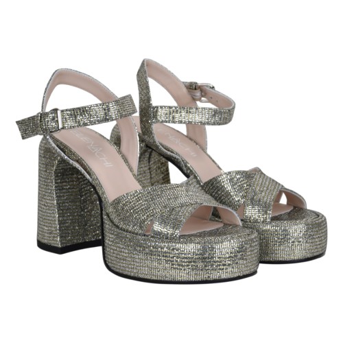 SANDALO CON PLATEAU ELENA IACHI E3356-T ARGENTO