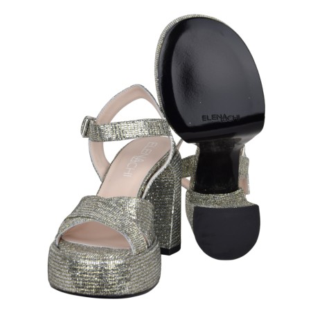 SANDALO CON PLATEAU ELENA IACHI E3356-T ARGENTO
