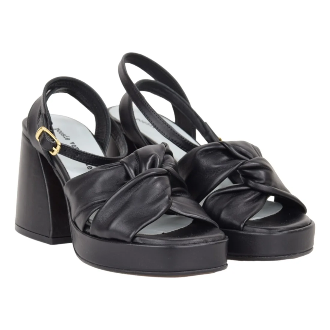 SANDALO PELLE CHERIE PLATEAU POESIE VENEZIANE JCL84Q NERO
