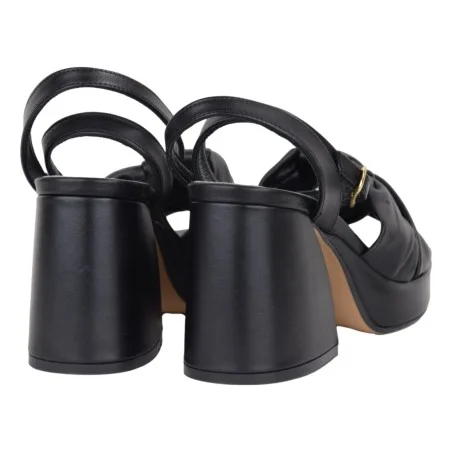 SANDALO PELLE CHERIE PLATEAU POESIE VENEZIANE JCL84Q NERO