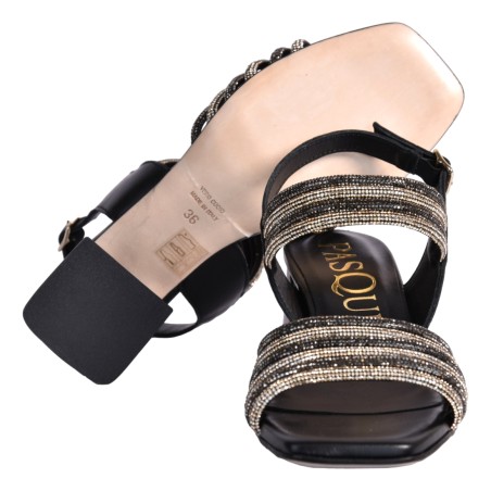 SANDALO IN NAPPA CON STRASS PASQUINI 2865 NERO