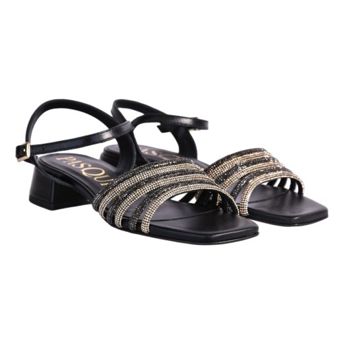 SANDALO IN NAPPA CON STRASS PASQUINI 2866 NERO