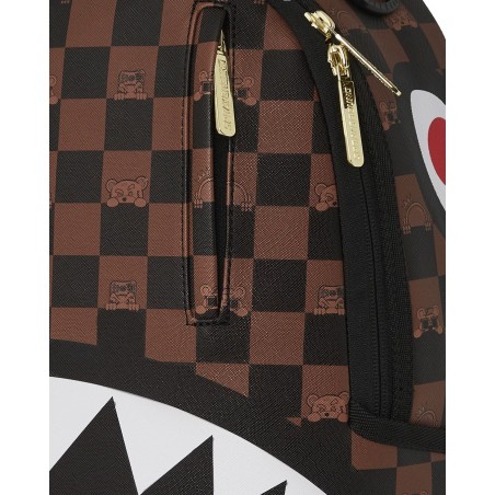 PEEKING CHARACTER CHECK BACKPACK SPRAYGROUND 910B7331NSZ BROWN