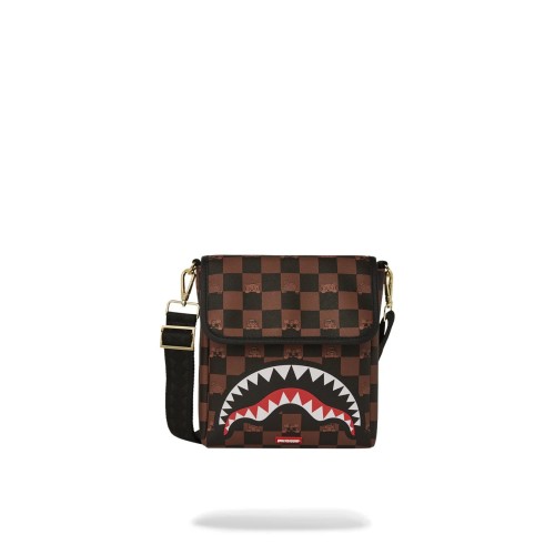 PEEKING CHARACTER CHECK MESSENGER SLING SPRAYGROUND 910B7505NSZ BROWN