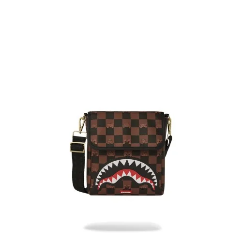 PEEKING CHARACTER CHECK MESSENGER SLING SPRAYGROUND 910B7505NSZ BROWN