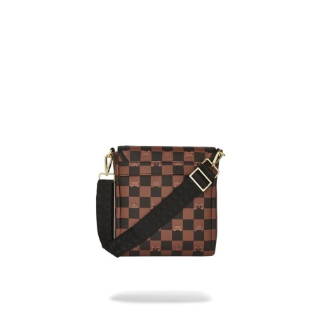 PEEKING CHARACTER CHECK MESSENGER SLING SPRAYGROUND 910B7505NSZ BROWN