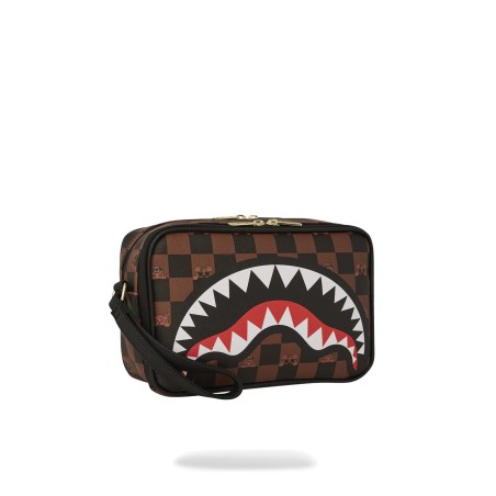 PEEKING CHARACTER CHECK TOILETRY SPRAYGROUND 910B7510NSZ BROWN