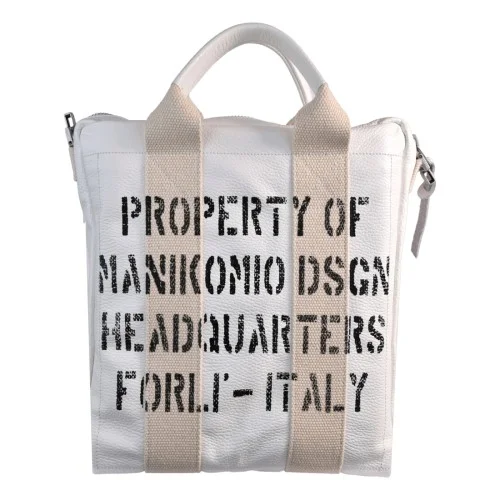 BORSA DUE MANICI MEDIA MANIKOMIO KW_LEATHER WHITE