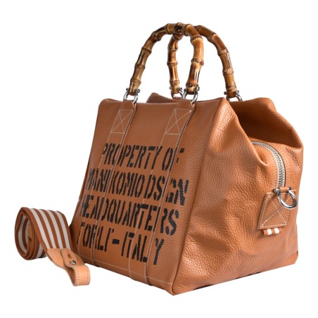 BORSA LADY 24 BAMBOO LEATHER MANIKOMIO LADY24_BAMBOO TOBACCO