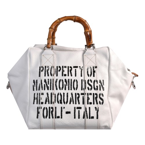 BORSA LADY 24 BAMBOO LEATHER MANIKOMIO LADY24_BAMBOO WHITE