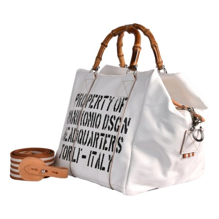 BORSA LADY 24 BAMBOO LEATHER MANIKOMIO LADY24_BAMBOO WHITE