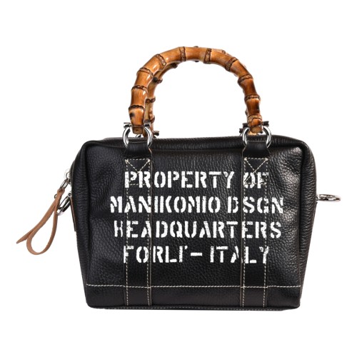 BORSA MARTY BAMBOO LEATHER MANIKOMIO MARTY BLACK