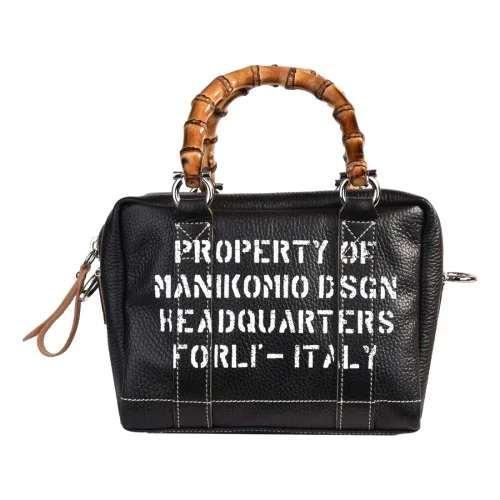 BORSA MARTY BAMBOO LEATHER MANIKOMIO MARTY BLACK