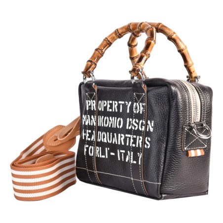 BORSA MARTY BAMBOO LEATHER MANIKOMIO MARTY BLACK