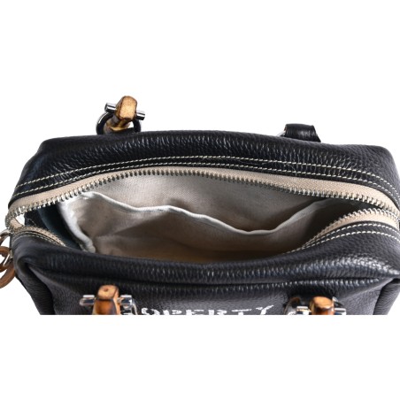 BORSA MARTY BAMBOO LEATHER MANIKOMIO MARTY BLACK