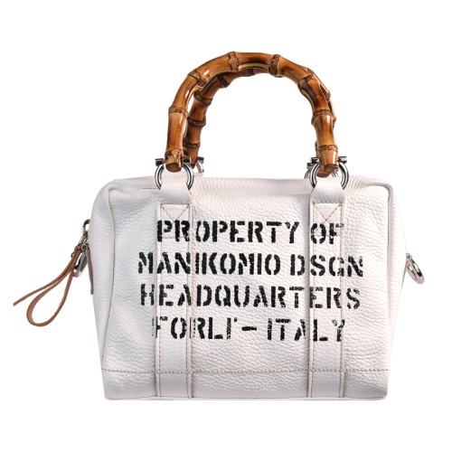 BORSA MARTY BAMBOO LEATHER MANIKOMIO MARTY WHITE