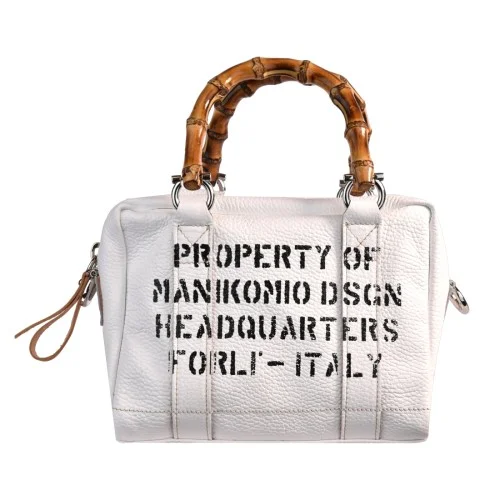 BORSA MARTY BAMBOO LEATHER MANIKOMIO MARTY WHITE