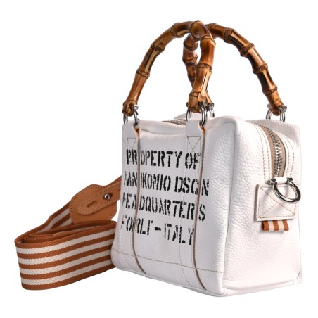 BORSA MARTY BAMBOO LEATHER MANIKOMIO MARTY WHITE