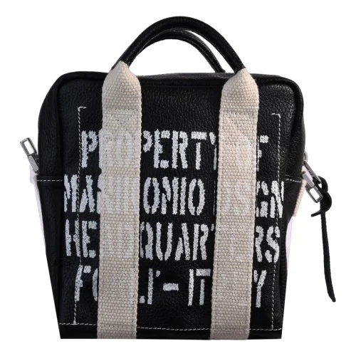 BORSA DUE MANICI MEDIA MANIKOMIO QB_LEATHER BLACK