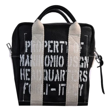 BORSA DUE MANICI MEDIA MANIKOMIO QB_LEATHER BLACK