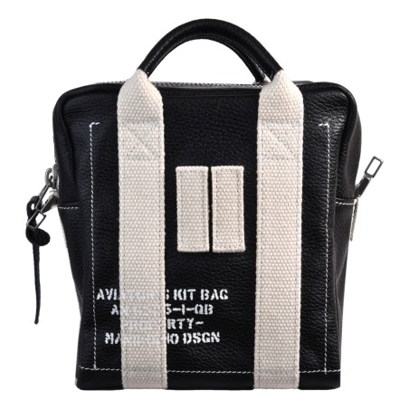 BORSA DUE MANICI MEDIA MANIKOMIO QB_LEATHER BLACK